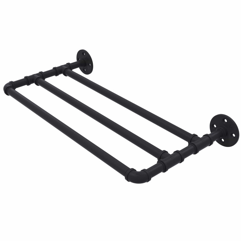 18" Wall Mounted Towel Shelf, Matt Black Finish